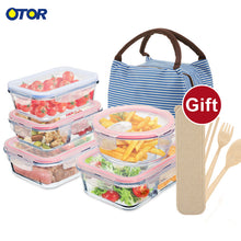 Load image into Gallery viewer, Glass container Lunch Box with 3 Compartments