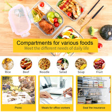 Load image into Gallery viewer, Glass container Lunch Box with 3 Compartments