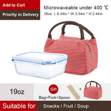 Load image into Gallery viewer, Glass container Lunch Box with 3 Compartments