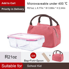 Load image into Gallery viewer, Glass container Lunch Box with 3 Compartments