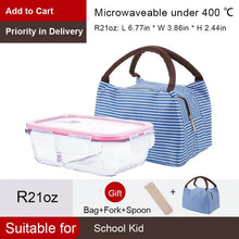 Load image into Gallery viewer, Glass container Lunch Box with 3 Compartments