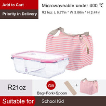 Load image into Gallery viewer, Glass container Lunch Box with 3 Compartments