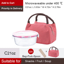 Load image into Gallery viewer, Glass container Lunch Box with 3 Compartments