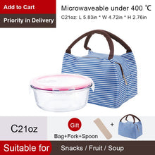 Load image into Gallery viewer, Glass container Lunch Box with 3 Compartments