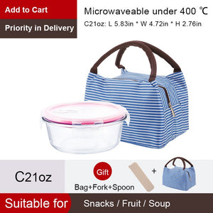 Glass container Lunch Box with 3 Compartments