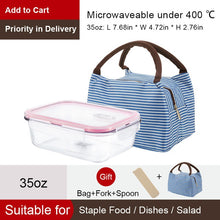 Load image into Gallery viewer, Glass container Lunch Box with 3 Compartments