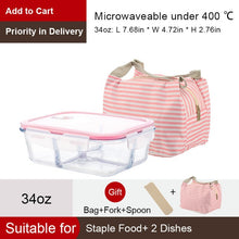 Load image into Gallery viewer, Glass container Lunch Box with 3 Compartments