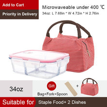 Load image into Gallery viewer, Glass container Lunch Box with 3 Compartments