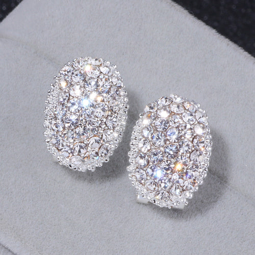 Classic Romantic Jewelry Silver Color AAA Cubic Zirconia Stone Stud Earrings