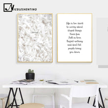 Load image into Gallery viewer, Feather Life Quote Canvas Posters Prints Minimalist Motivational Wall Art Painting Nordic Decoration Pictures Modern Home Decor