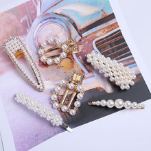 Load image into Gallery viewer, Pearl Hair Clip Rhinestone Snap Hairpins for Women