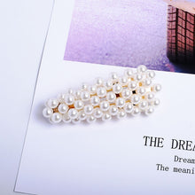 Load image into Gallery viewer, Pearl Hair Clip Rhinestone Snap Hairpins for Women