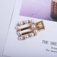 Load image into Gallery viewer, Pearl Hair Clip Rhinestone Snap Hairpins for Women