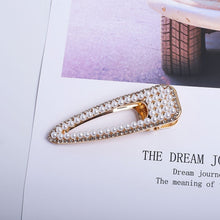 Load image into Gallery viewer, Pearl Hair Clip Rhinestone Snap Hairpins for Women