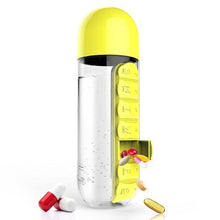 Load image into Gallery viewer, 600ml Sports Plastic Water Bottle Combine Daily Pill Boxes Organizer
