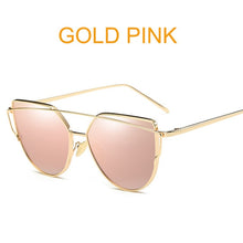 Load image into Gallery viewer, Cat Eye Vintage Brand Designer Rose Gold Mirror Sunglasses