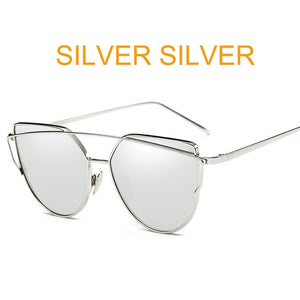 Cat Eye Vintage Brand Designer Rose Gold Mirror Sunglasses