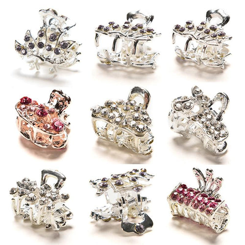 2/5Pcs Women Small Crystal Butterfly Hair Clip Clamp Retro Rhinestone Hairpin Claw Mini Hair Jewelry Accessories